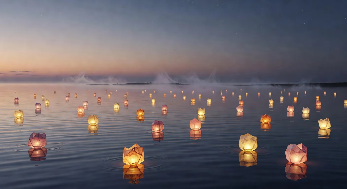 宵の海の灯篭