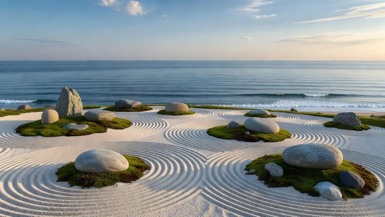海を望む禅の砂庭